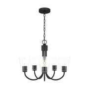 Miles 5-Light Clear Glass Chandelier in Midnight Black