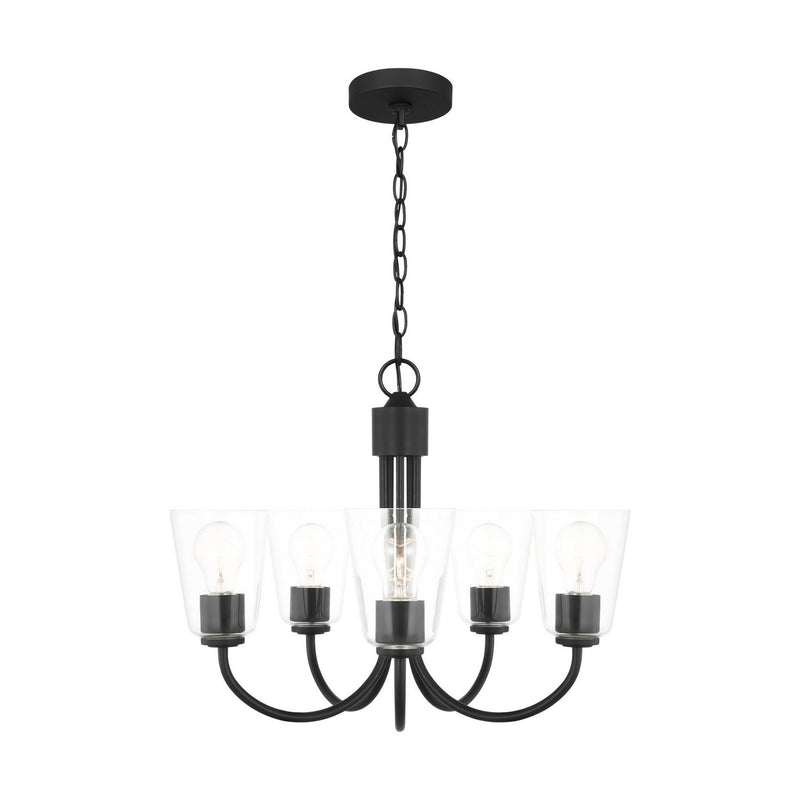 Miles 5-Light Clear Glass Chandelier in Midnight Black