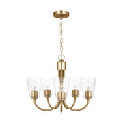 Miles 5-Light Clear Glass Chandelier in Satin Brass