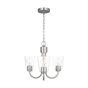 Miles 3-Light Clear Glass Chandelier in Brushed Nickel