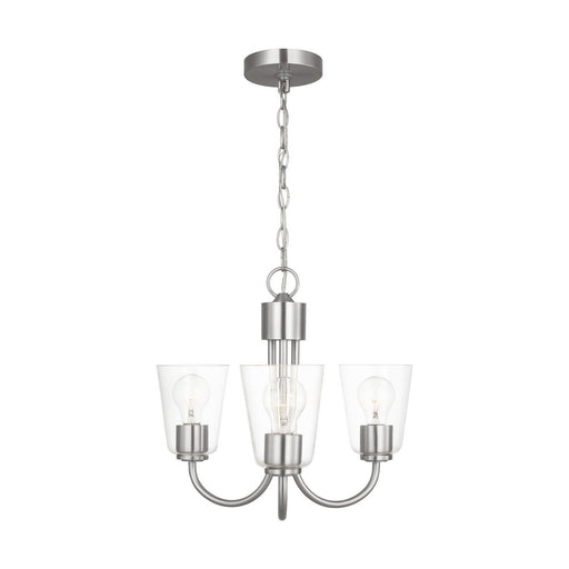 Miles 3-Light Clear Glass Chandelier in Brushed Nickel