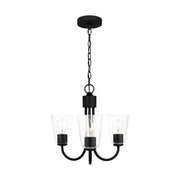 Miles 3-Light Clear Glass Chandelier in Midnight Black