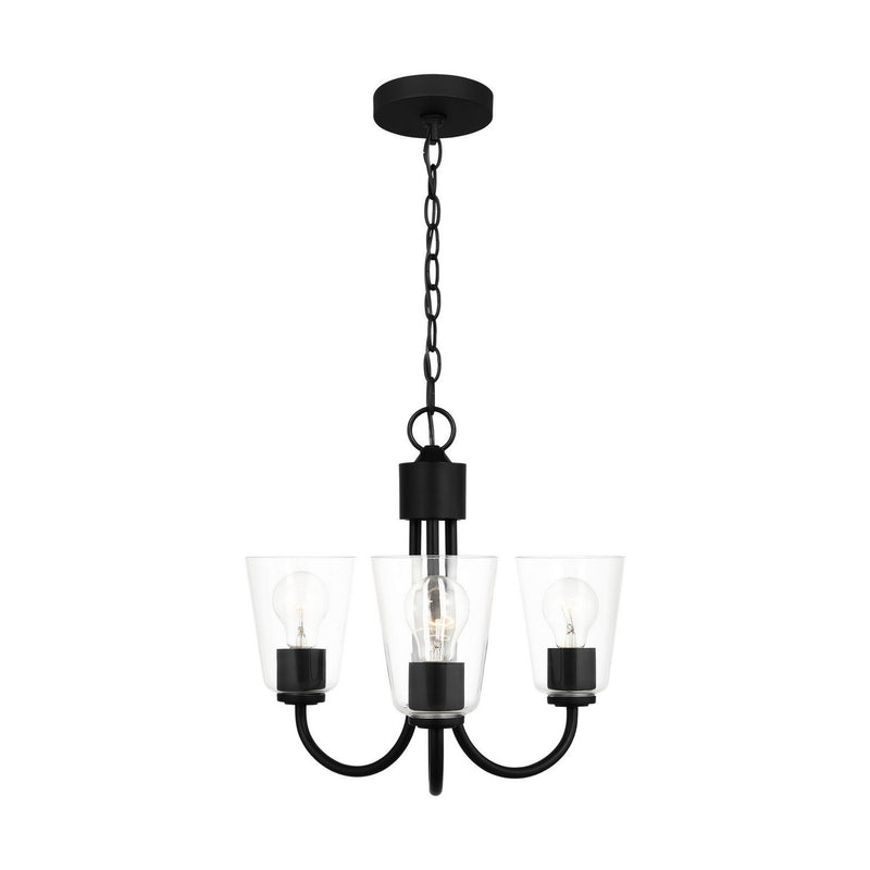Miles 3-Light Clear Glass Chandelier in Midnight Black
