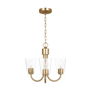 Miles 3-Light Clear Glass Chandelier in Satin Brass