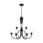 Miles 9-Light Clear Glass Chandelier in Midnight Black