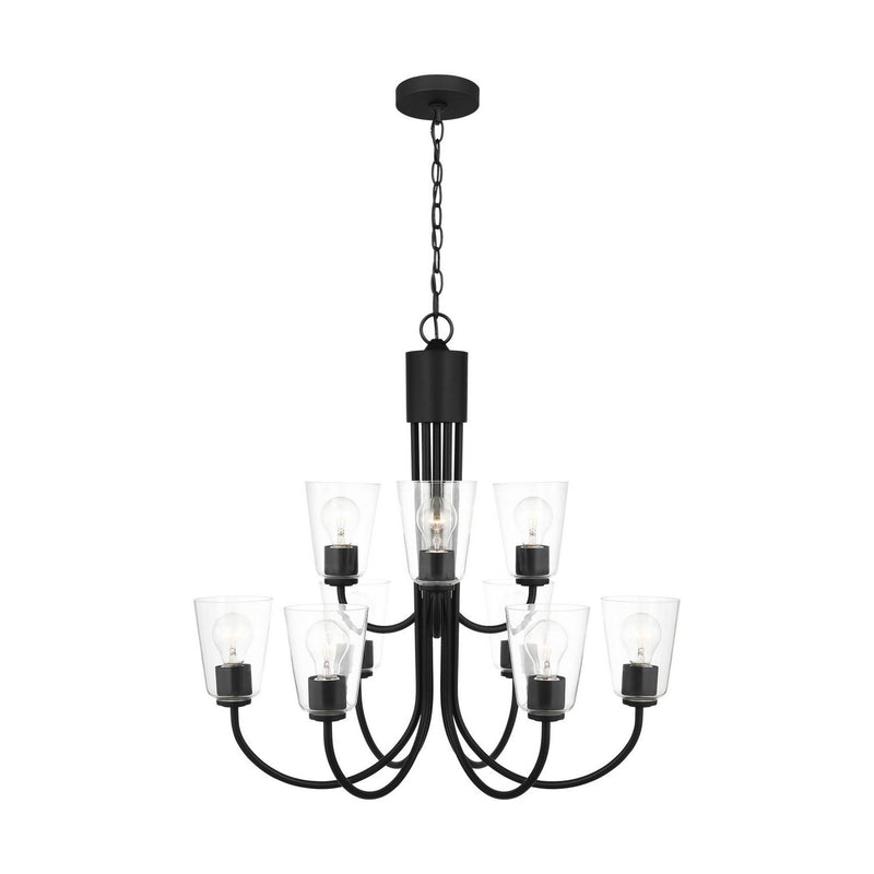 Miles 9-Light Clear Glass Chandelier in Midnight Black