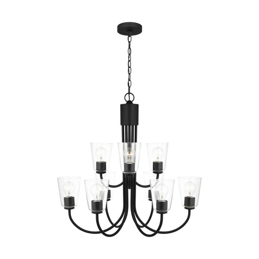 Miles 9-Light Clear Glass Chandelier in Midnight Black