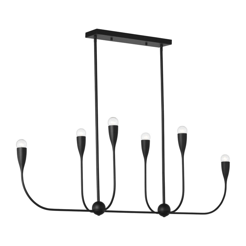 Maya 6-Light Linear Chandelier in Midnight Black