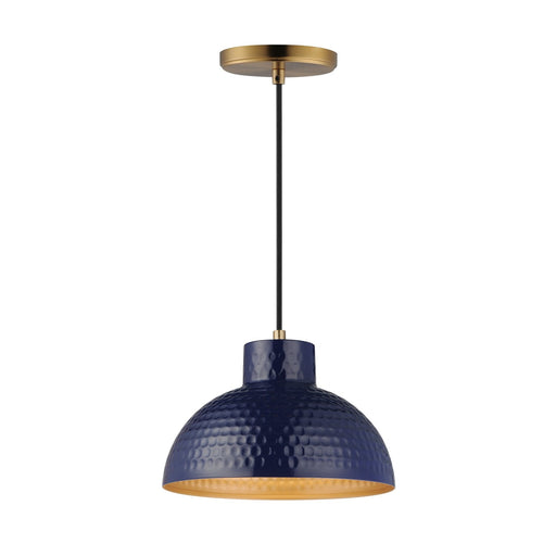 Rockport One Light Pendant in Glossy Navy / Natural Aged Brass