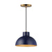 Rockport One Light Pendant in Glossy Navy / Natural Aged Brass