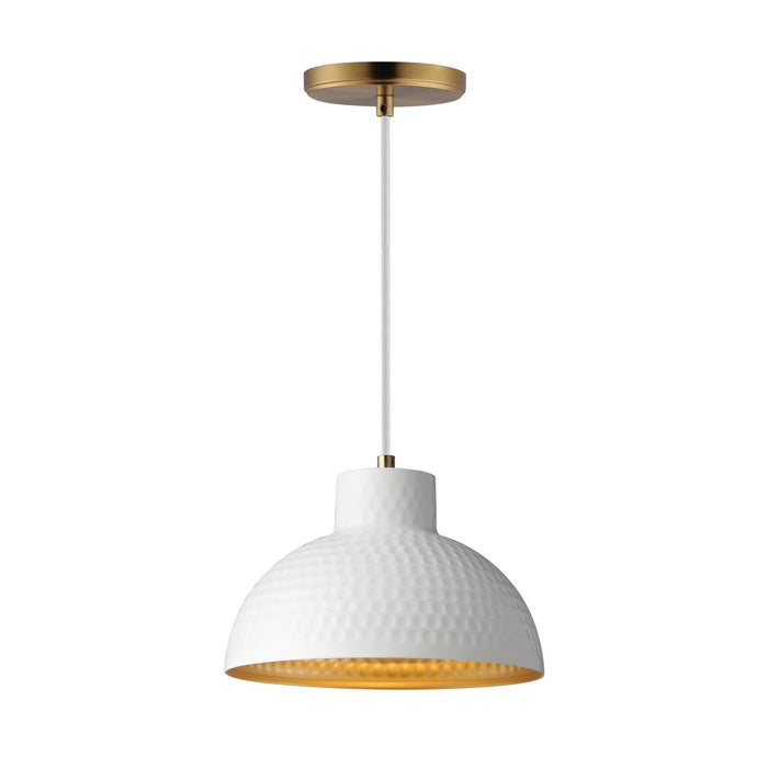 Rockport One Light Pendant in White/Natural Aged Brass