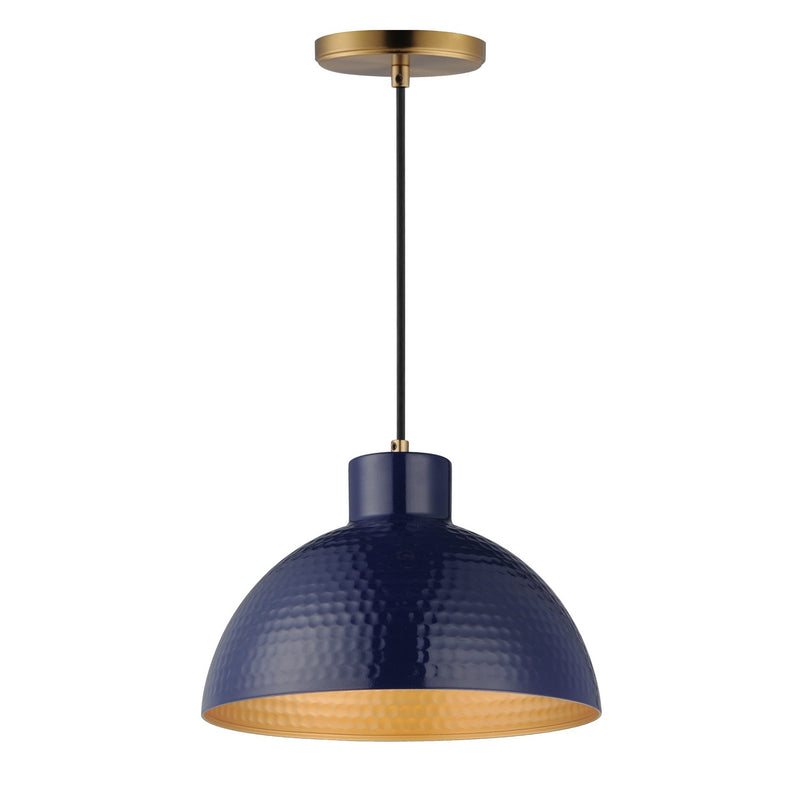 Rockport One Light Pendant in Glossy Navy / Natural Aged Brass