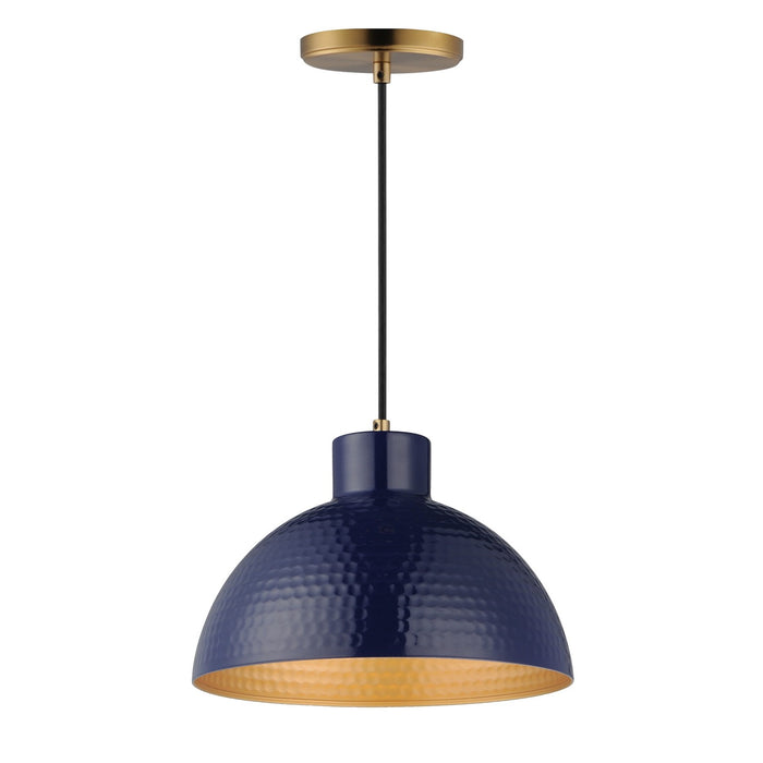 Rockport One Light Pendant in Glossy Navy / Natural Aged Brass