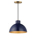 Rockport One Light Pendant in Glossy Navy / Natural Aged Brass