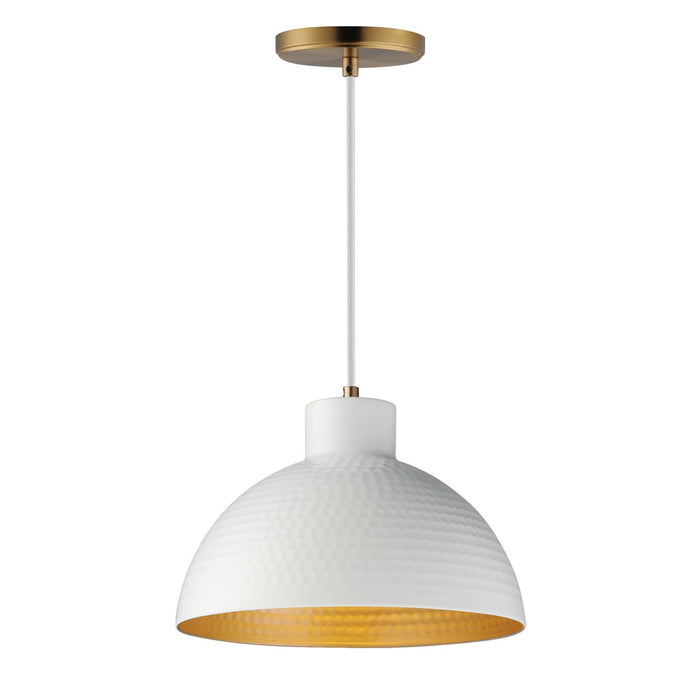 Rockport One Light Pendant in White/Natural Aged Brass