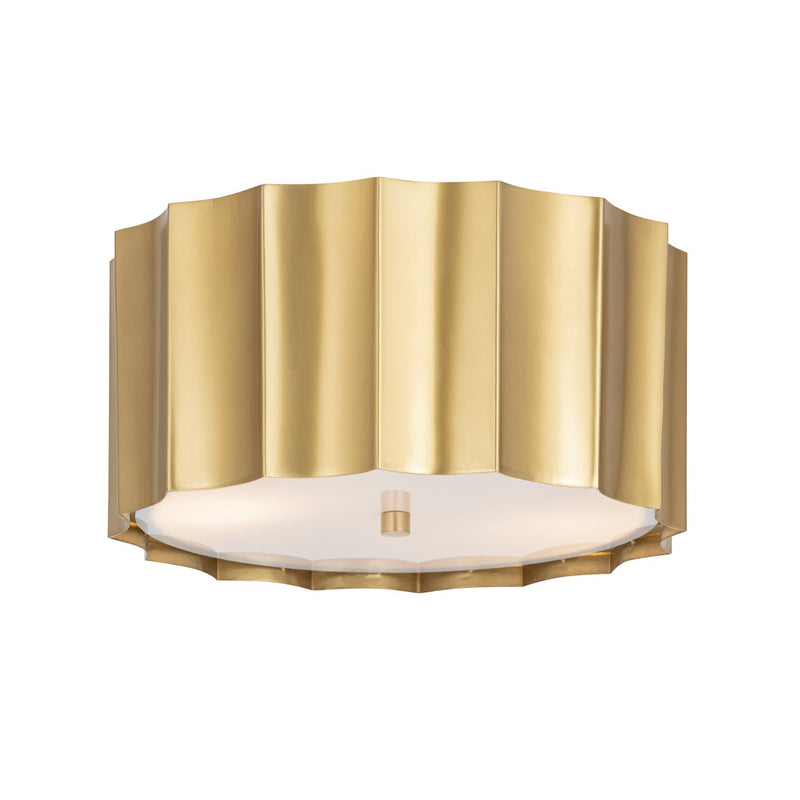 Allegra Two Light Flush Mount in Weathered Brass