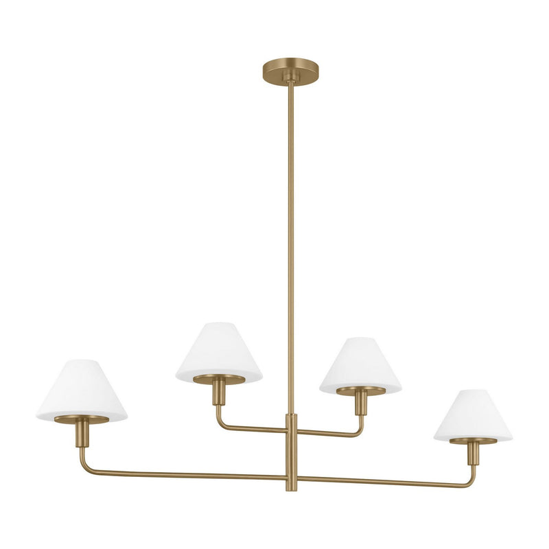 Mendota 4-Light Linear Chandelier in Satin Brass