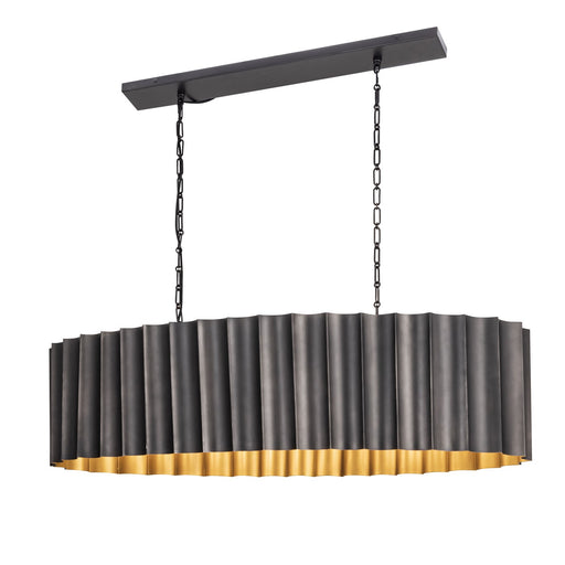 Allegra Five Light Linear Pendant in Gunmetal / Gold