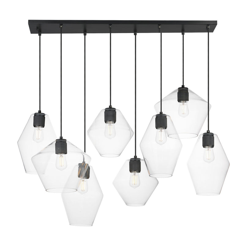 Geode Eight Light Pendant in Black