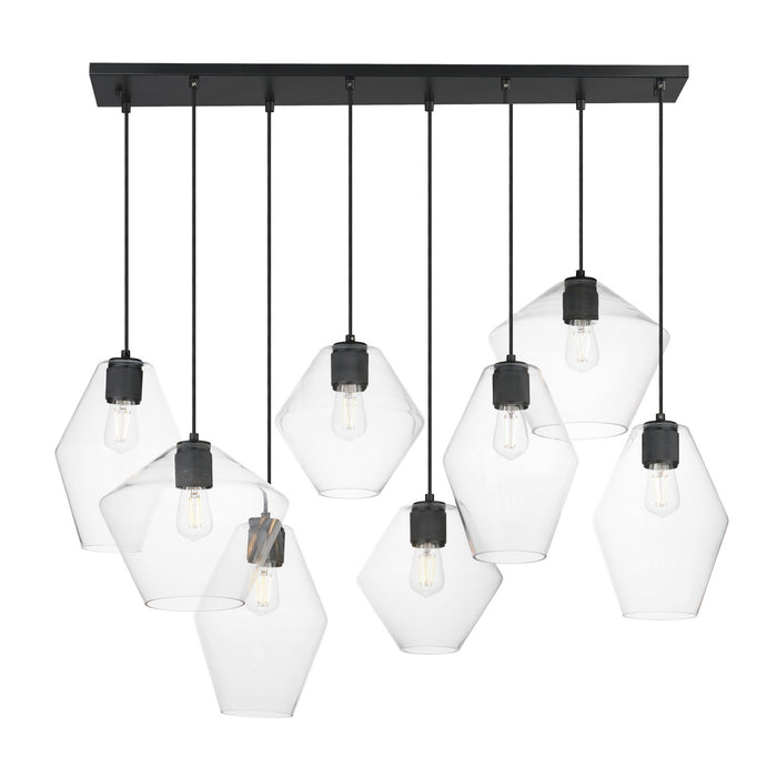 Geode Eight Light Pendant in Black