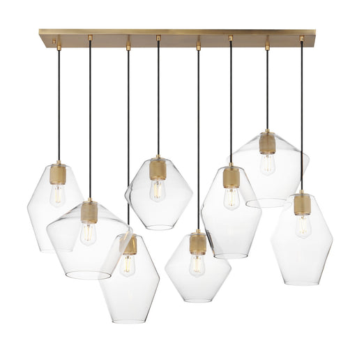 Geode Eight Light Pendant in Natural Aged Brass