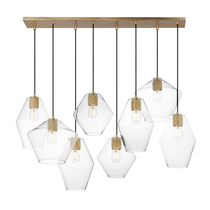 Geode Eight Light Pendant in Natural Aged Brass
