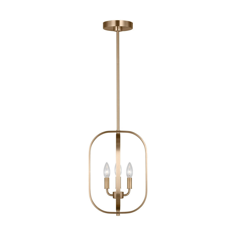 Loretto 3-Light Lantern Pendant in Satin Brass