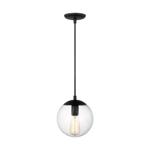 Leo Hanging Globe Small Pendant with Seeded Glass in Midnight Black