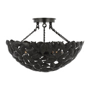 Kelan 3-Light Semi-Flush Mount in Aged Iron