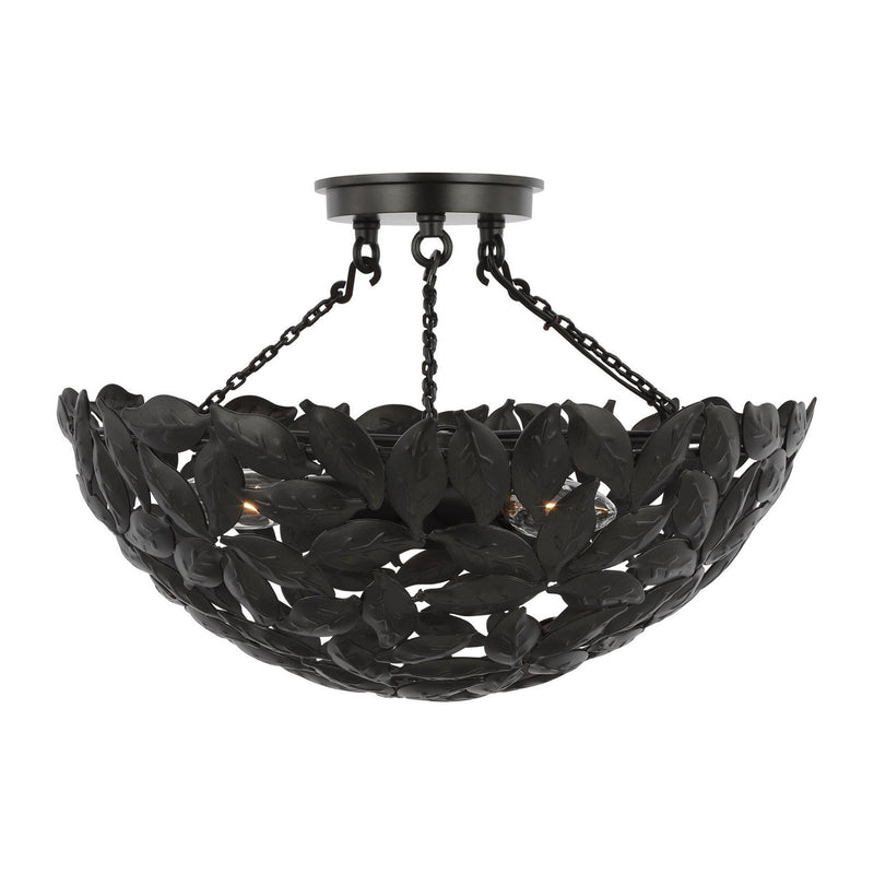 Kelan 3-Light Semi-Flush Mount in Aged Iron