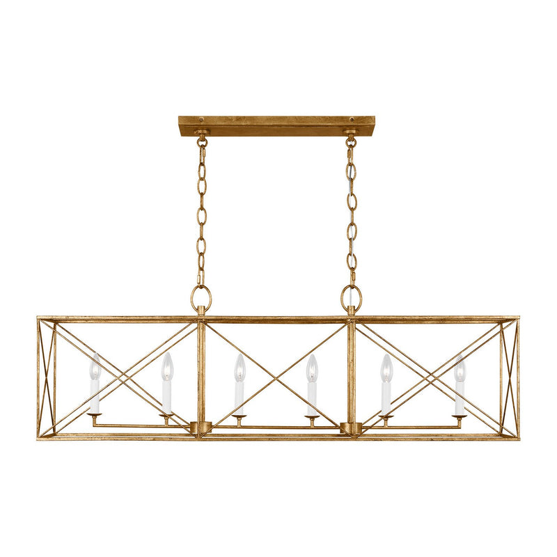 Beatrix 6-Light Large Linear Pendant in Antique Gild