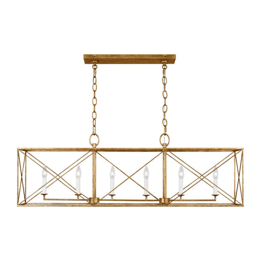 Beatrix 6-Light Large Linear Pendant in Antique Gild