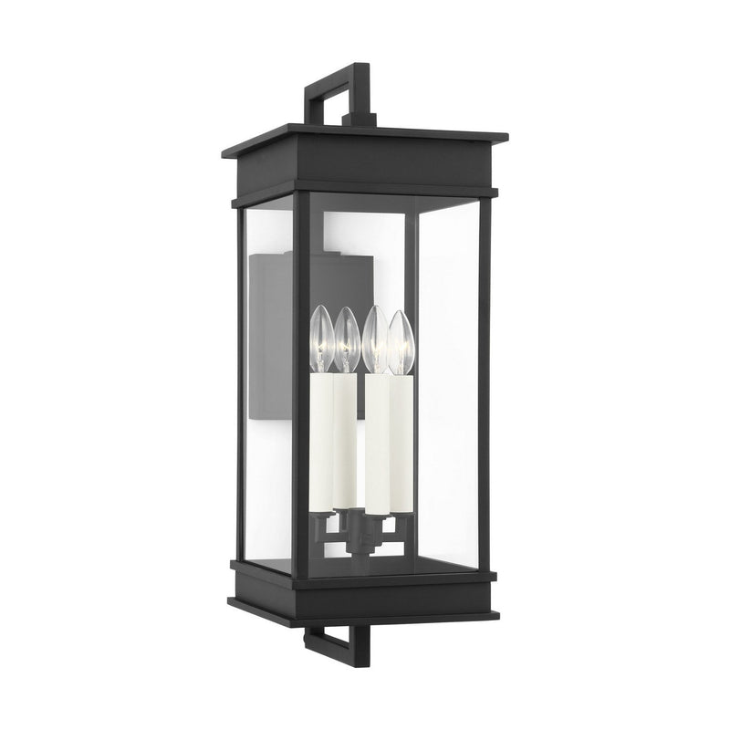 Cupertino 4-Light Large Bracket Outdoor Wall Lantern in Textured Black