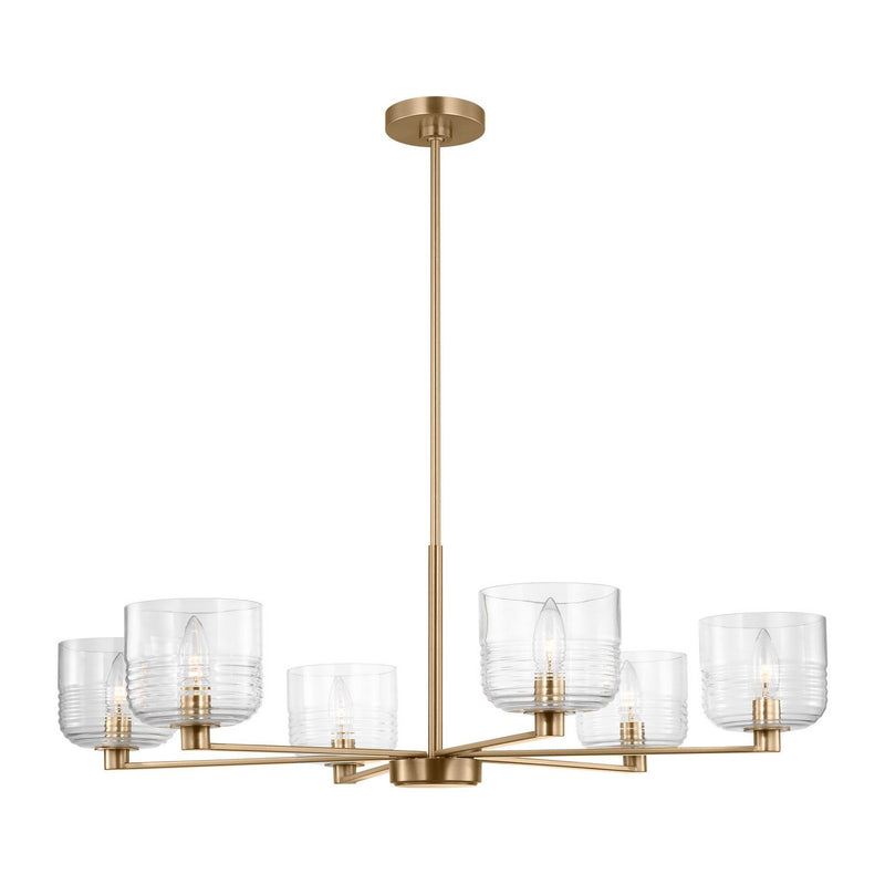 Lochdale Large 6-Light Chandelier in Satin Brass