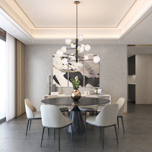 Aurelia 12-Light Chandelier in Black and Brushed Brass