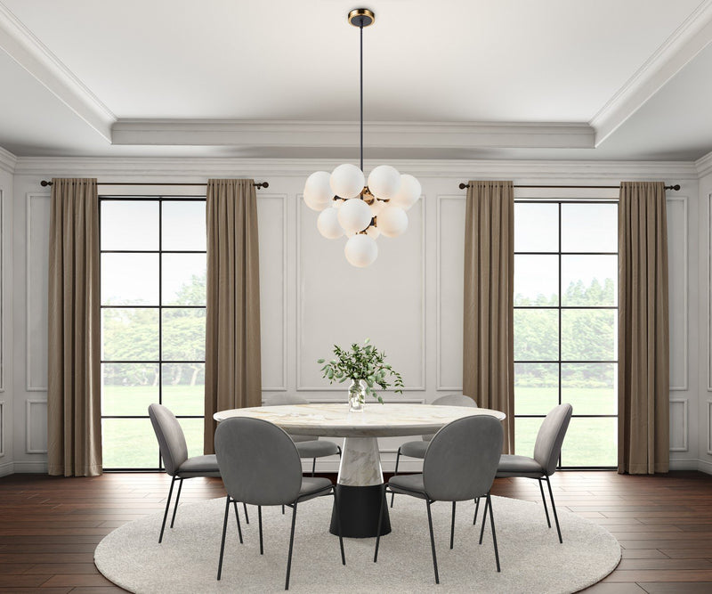 Gem 13-Light Chandelier in Black and Brushed Brass