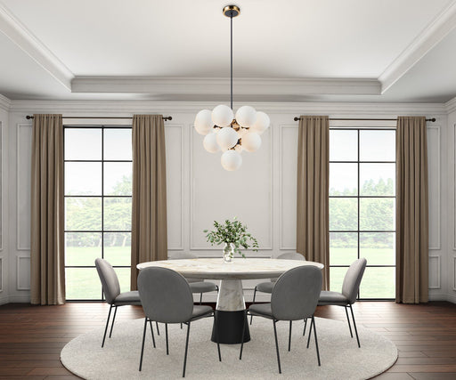Gem 13-Light Chandelier in Black and Brushed Brass