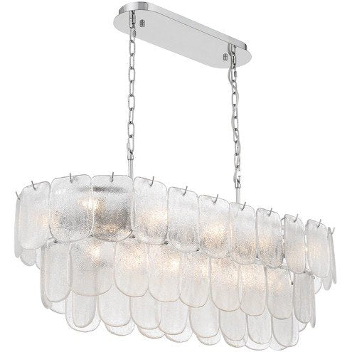 Bianca 12-Light Linear Pendant in Polished Nickel and Crystalline