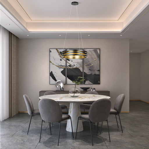 Toledo 17.5" LED Pendant in Black and Brushed Brass