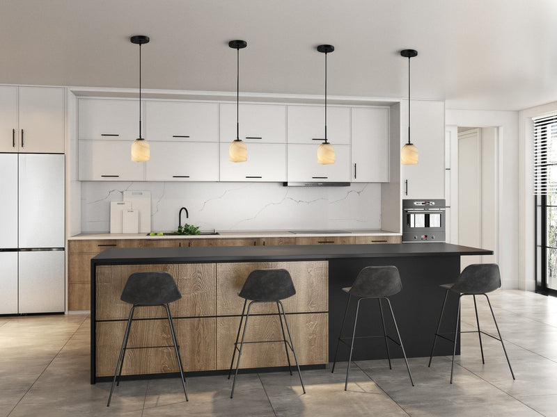 Crema Mini Pendant in Black and Brushed Brass