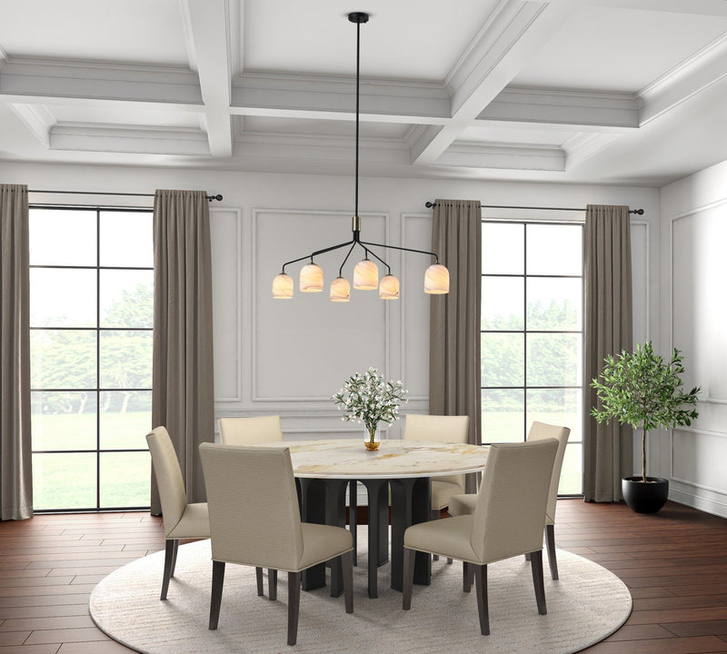 Crema 6-Light Chandelier in Black and Brushed Brass