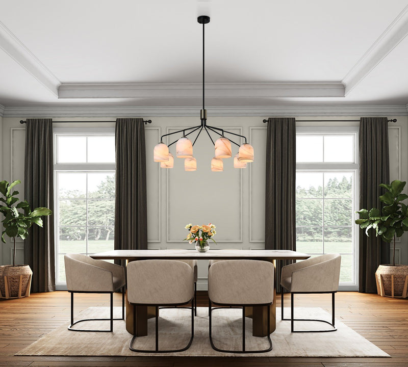 Crema 8-Light Chandelier in Black and Brushed Brass