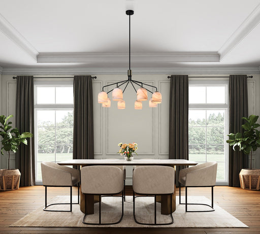 Crema 8-Light Chandelier in Black and Brushed Brass