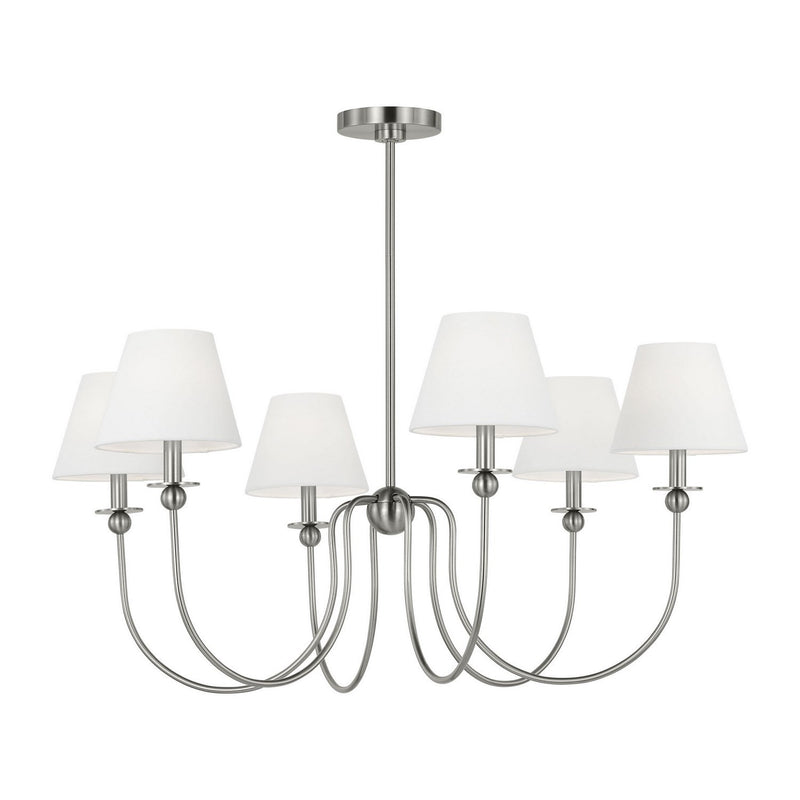 Elsay 6-Light Large Chandelier in Brushed Nickel