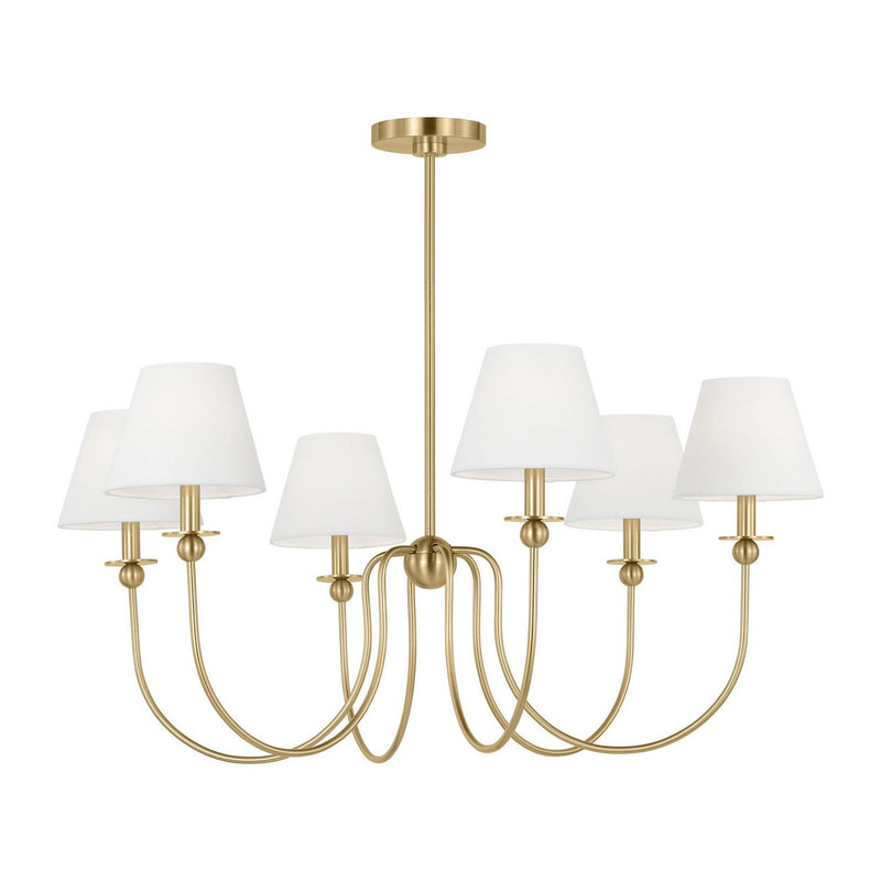 Elsay 6-Light Large Chandelier in Satin Brass