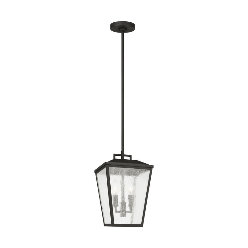 Kennewick Medium 2-Light Outdoor Lantern Pendant in Textured Black