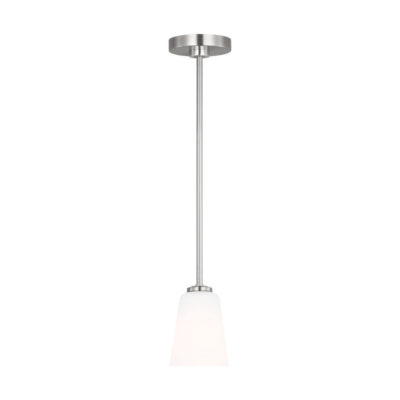 Miles Etched Glass Mini Pendant in Brushed Nickel