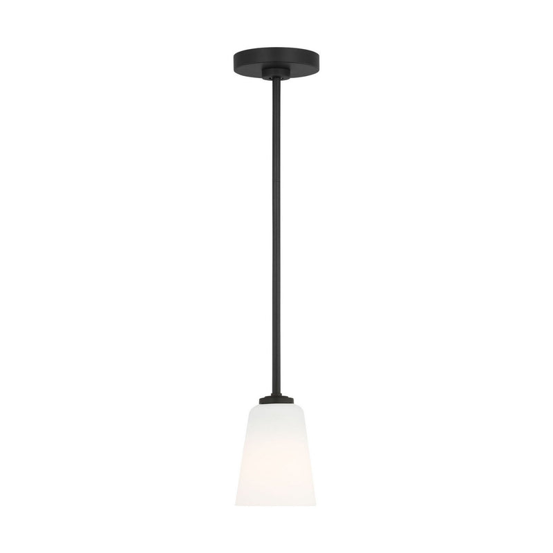 Miles Etched Glass Mini Pendant in Midnight Black