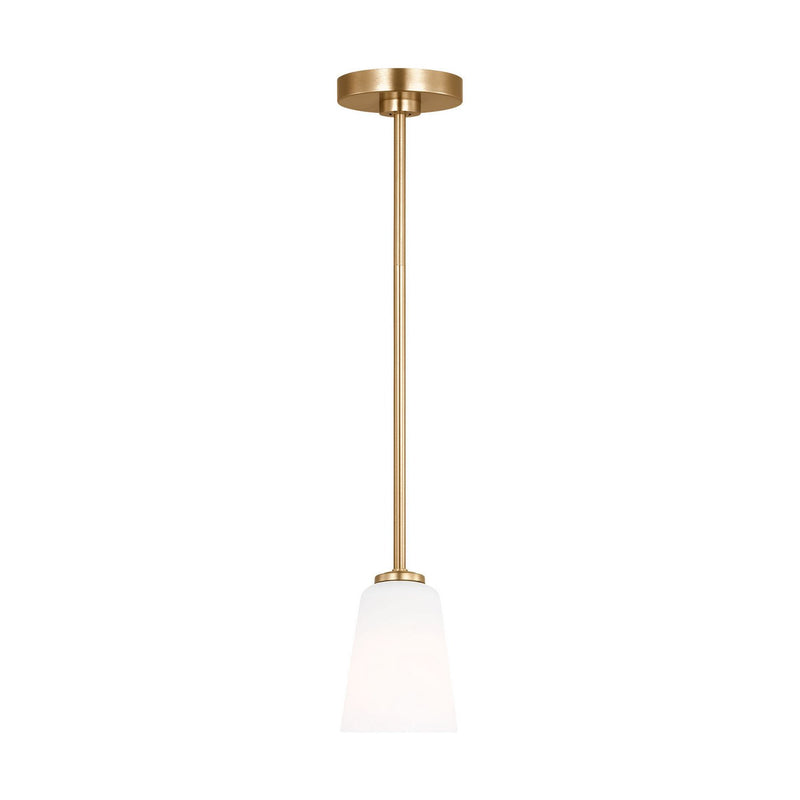 Miles Etched Glass Mini Pendant in Satin Brass