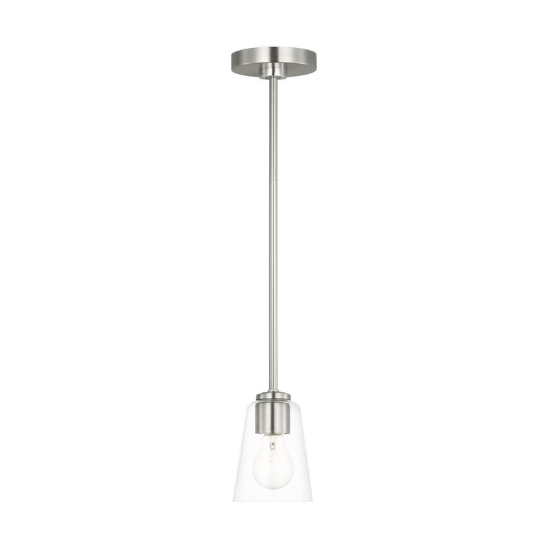 Miles Clear Glass Mini Pendant in Brushed Nickel